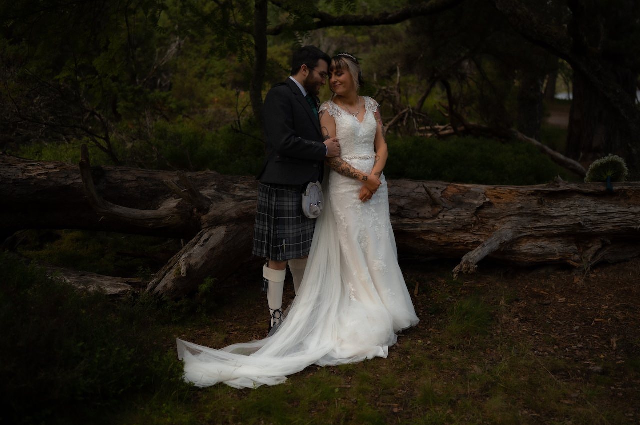 A Loch an Eilein Intimate Wedding 18 Rothiemurchus Forest Walk Wedding Portraits