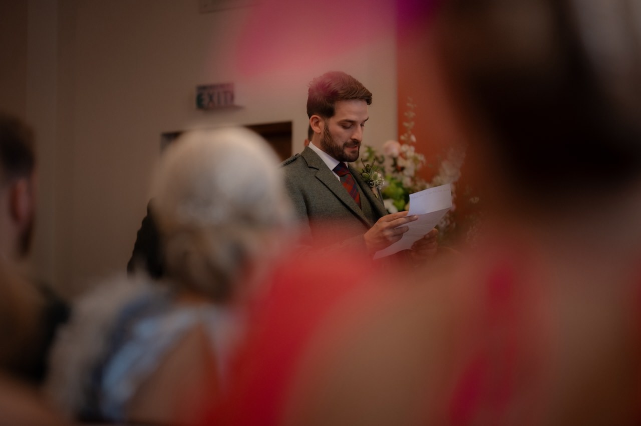 The Big Fat Scottish Wedding in Highlands 20 Scottish Wedding Photography Ceremony Groom Speech