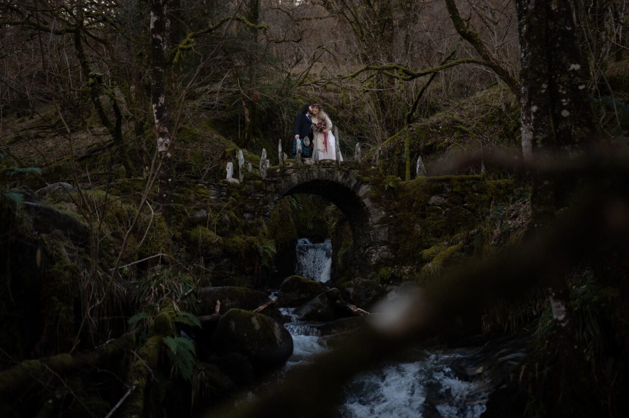 fairy bridge Scottish Wedding in highlands photography session