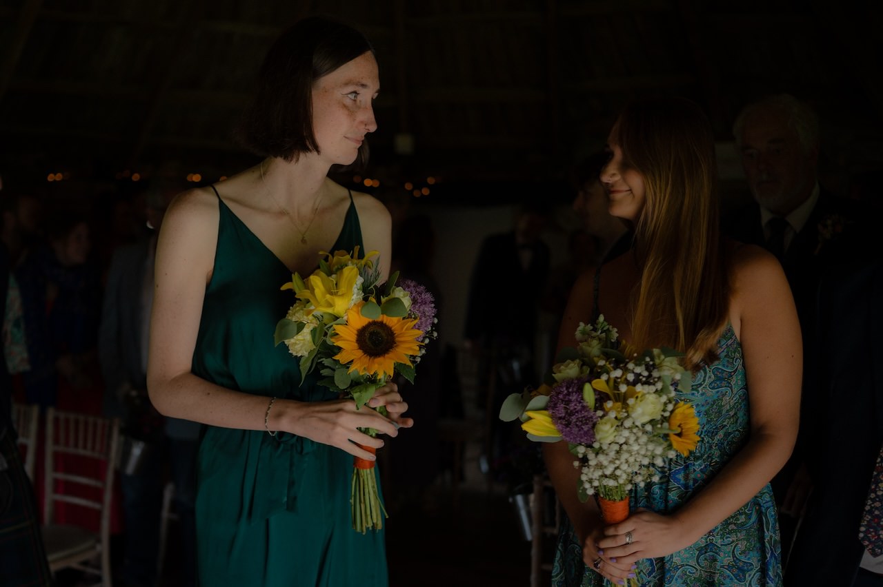 Harburn Barn Ceremony Sunflower Bouquets