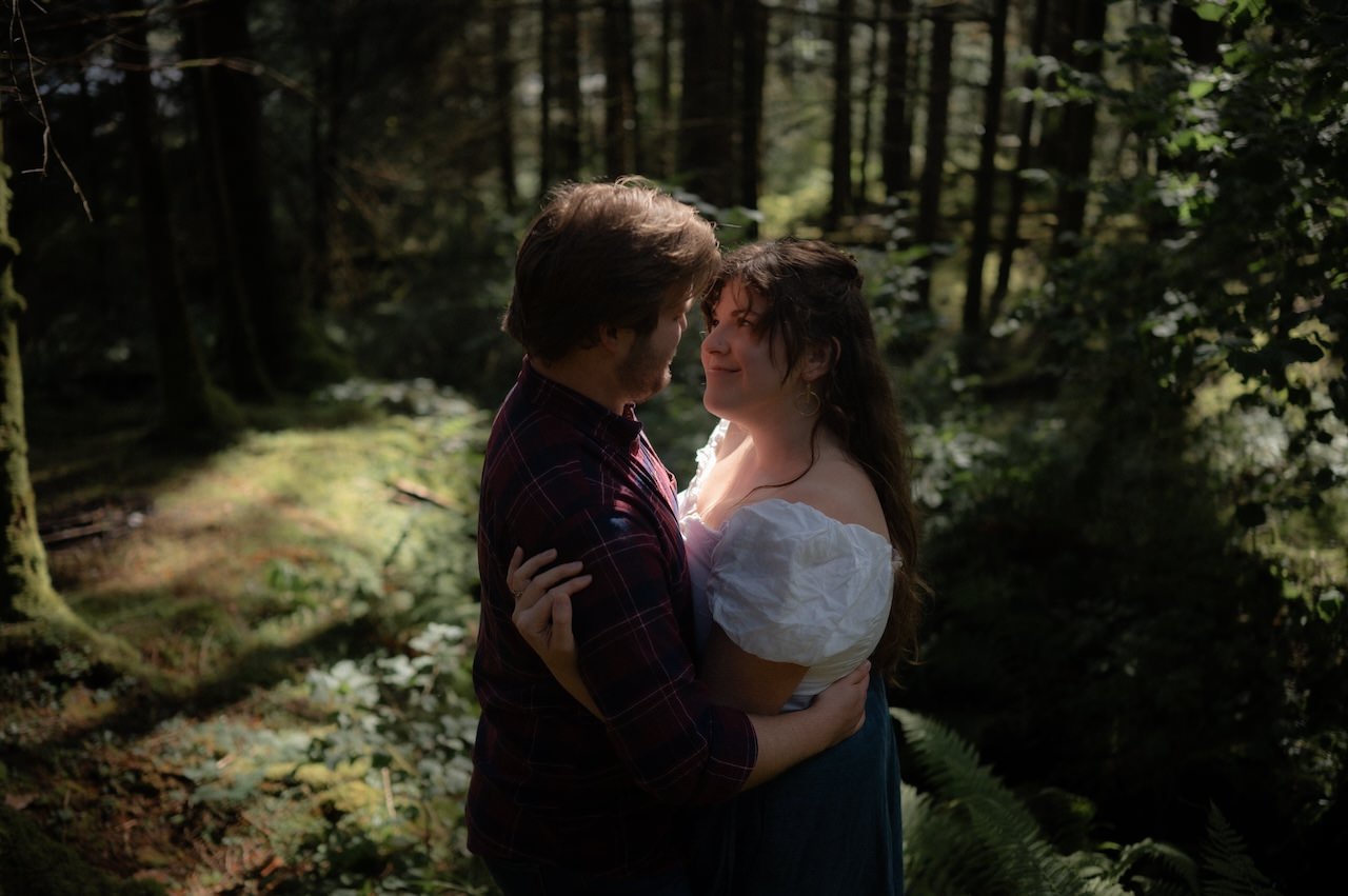 Isle of Skye Adventure Session - Maggie & Kyle 31 Woodland Scotland Couple Adventure Session