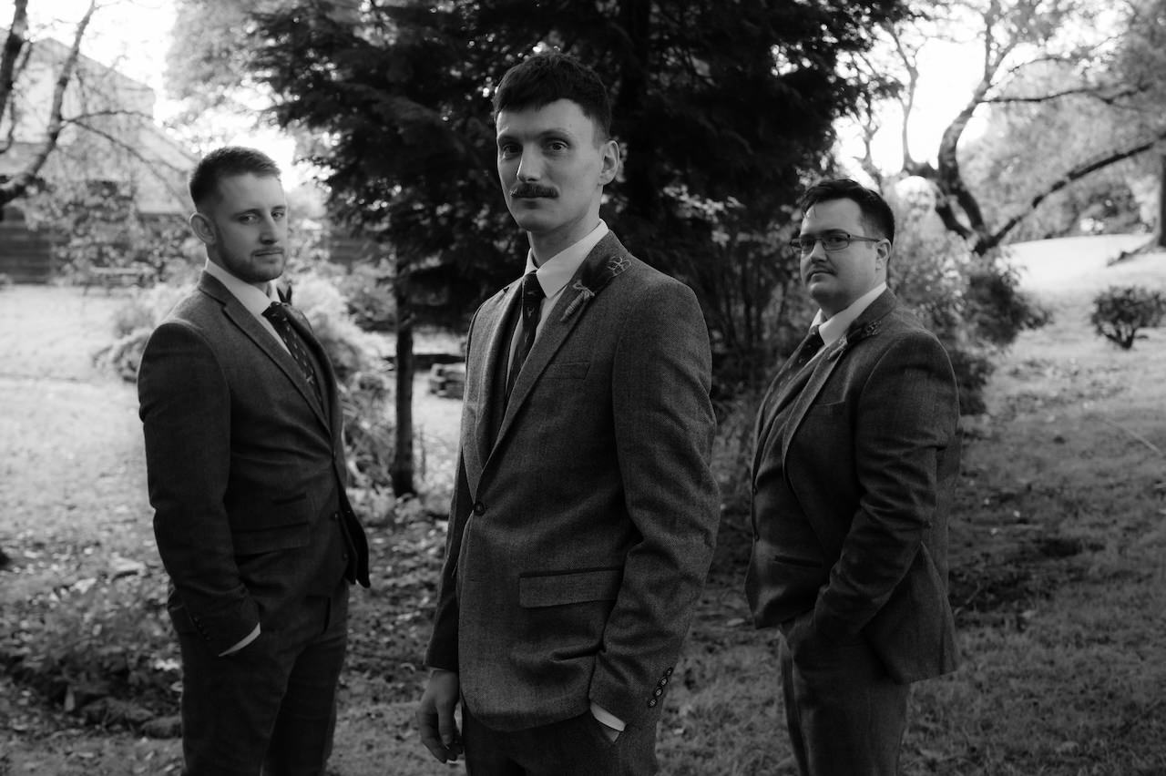 Gretna Green Elopement - Melissa & Sam 18 Gretna Green Elopement Groom and Groomsmen portrait