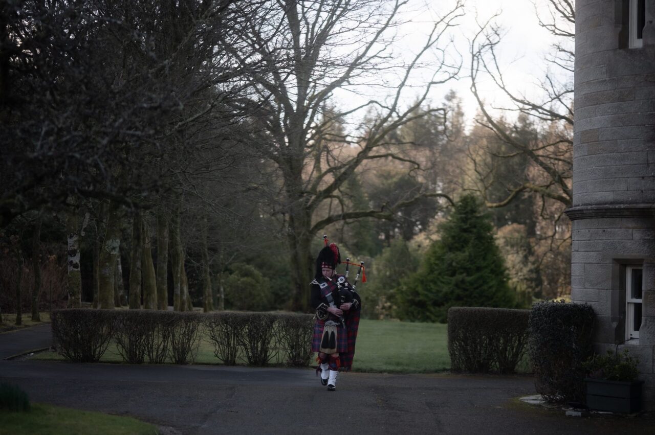 Cool, Alternative Elopement at Glenapp Castle, Scotland 5 Glenapp Castle Intimate Wedding Piper