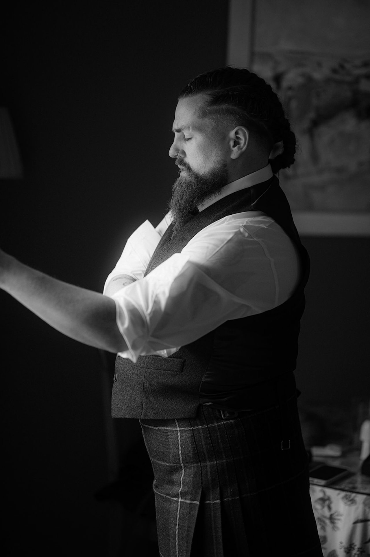 Neidpath Castle Wedding The Groom Getting Ready