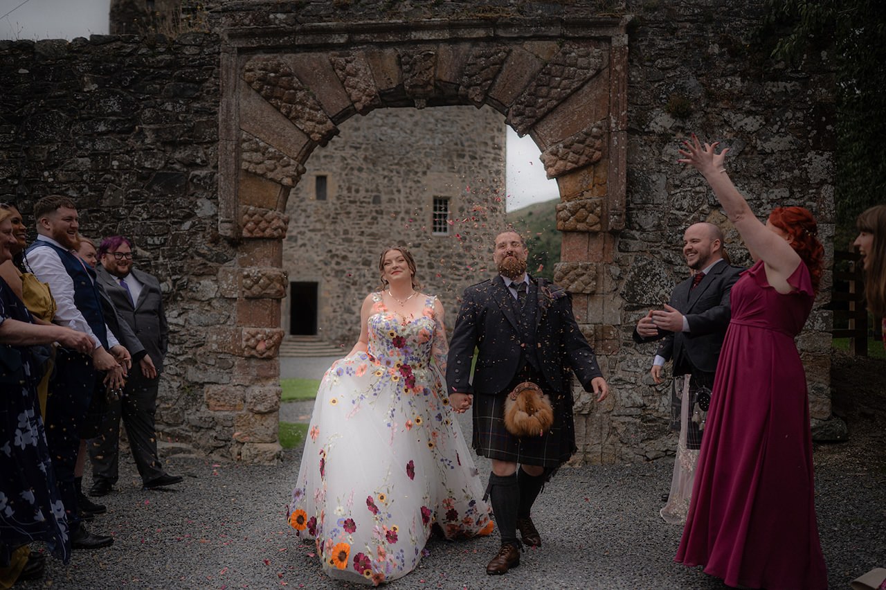Medieval Neidpath Castle Wedding  Confetti