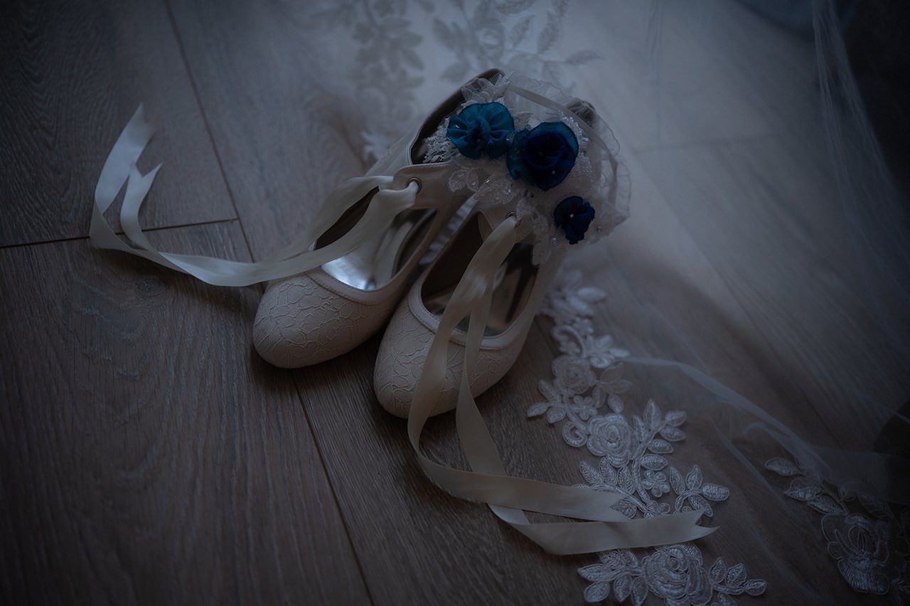 Elegant bridal shoes with floral accents