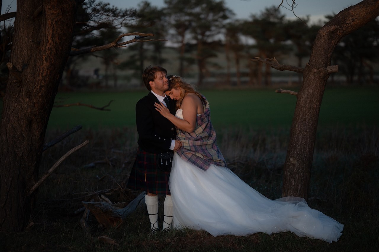 Sunset golden light bride and groom portrait session