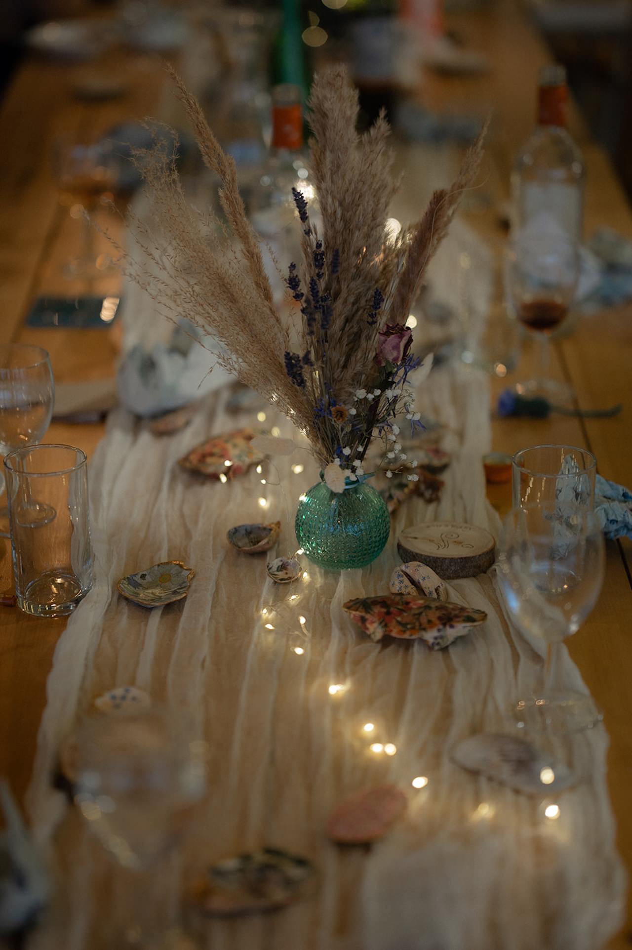 Dry flowers wedding venue table decor