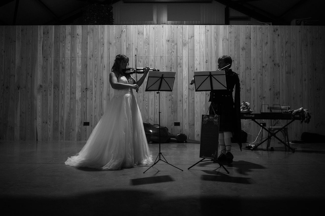 Bride and groom concert at the reception