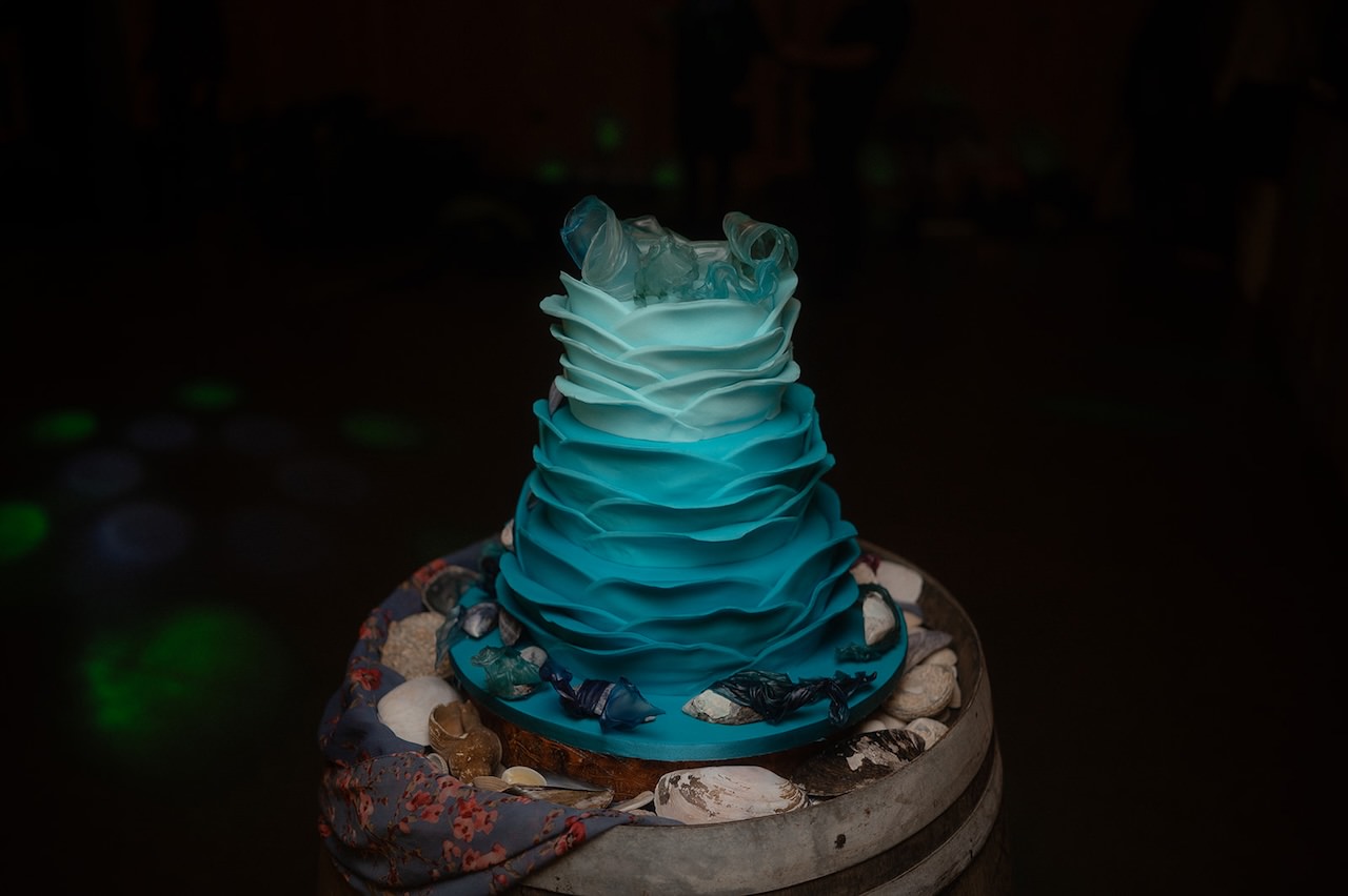 Little mermaid nautical style wedding cake