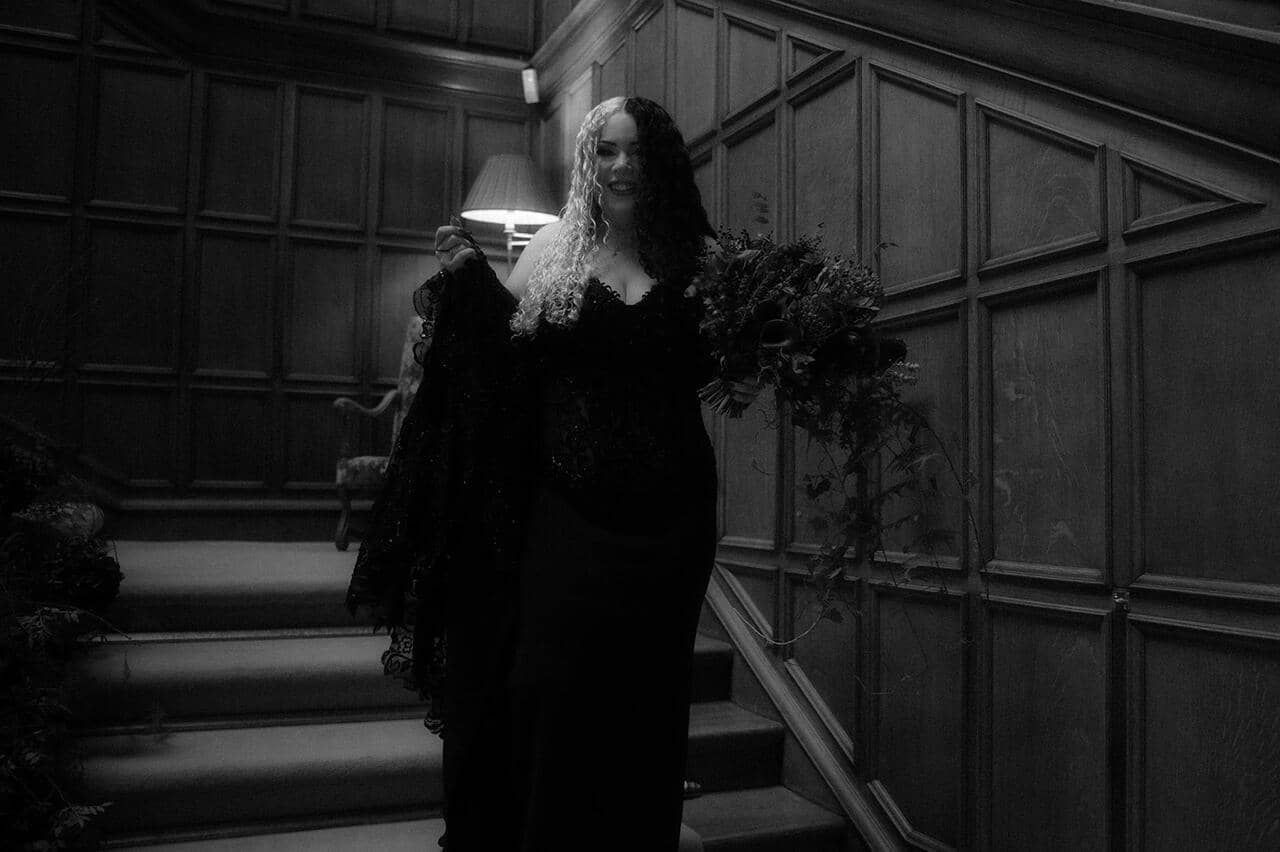 Dundas Castle Gothic Wedding Bride Govn