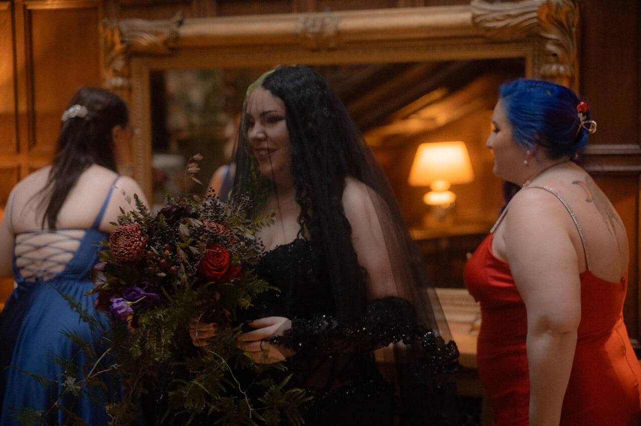 Dundas Castle Gothic Wedding Bride and Bridesmaids