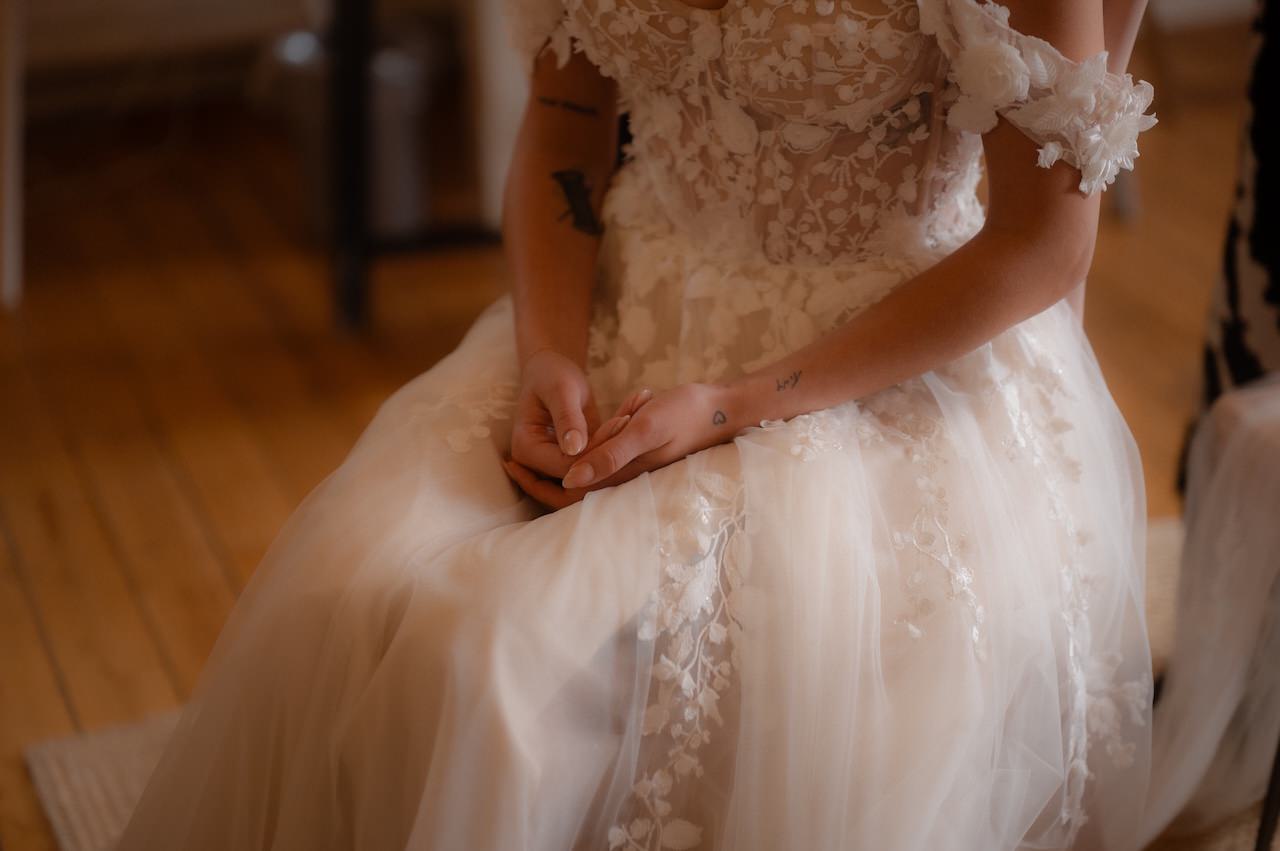Rivington Hall Wedding Documentary Wedding Dress Details