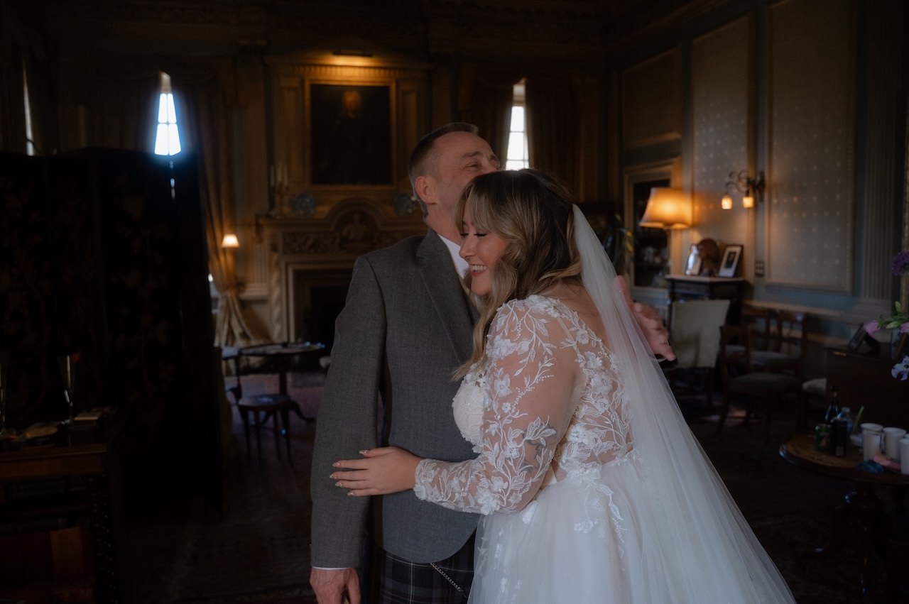 Kelburn Castle Wedding Photography - Chloe And Stewart's Big Day 28 Kelburn Castle Wedding photography bride's dad first look