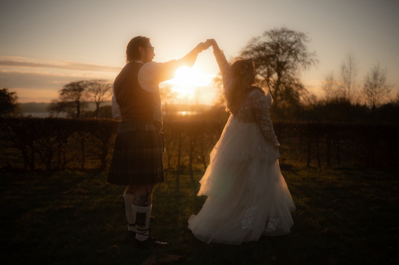 Kelburn Castle Wedding Photography - Chloe And Stewart's Big Day 72 Kelburn Estate Wedding photography bride and groom sunset session