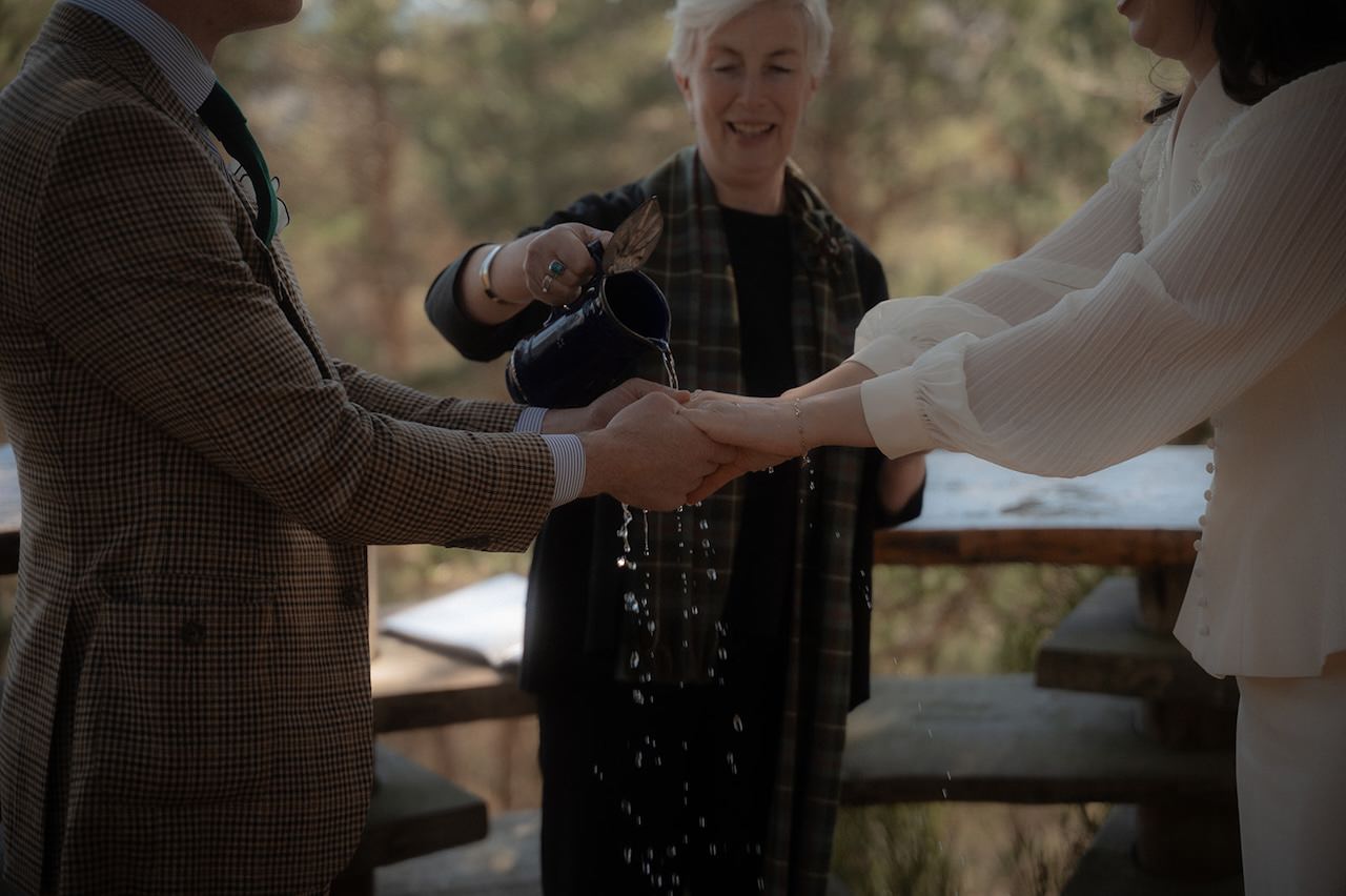 Elegant, Intimate Scottish Highlands Elopement in the Cairngorms 16 Elopement in the Cairngorms Water pouring ceremony
